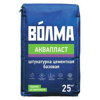 Штукатурка цементная ручного нанесения серая ВОЛМА Аквапласт 25 кг