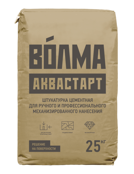 Штукатурка цементная машинного нанесения серая ВОЛМА Аквахолст 25 кг 1