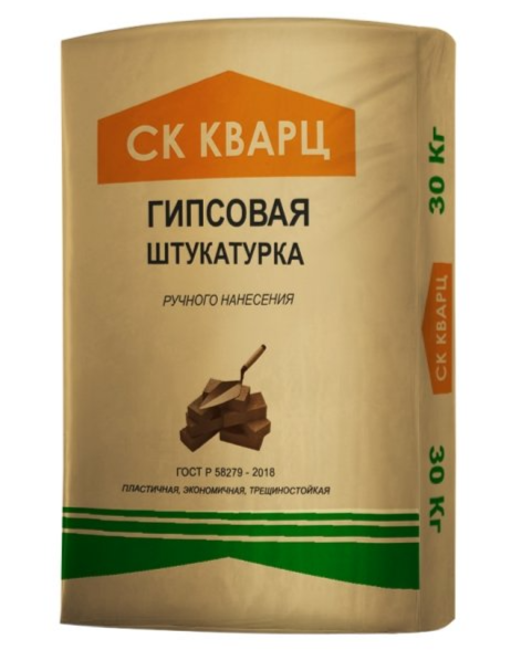 Штукатурка гипсовая ручного нанесения белая СК КВАРЦ  30 кг