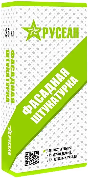 Штукатурка цементная ручного и машинного нанесения серая РУСЕАН Фасадная 25 кг