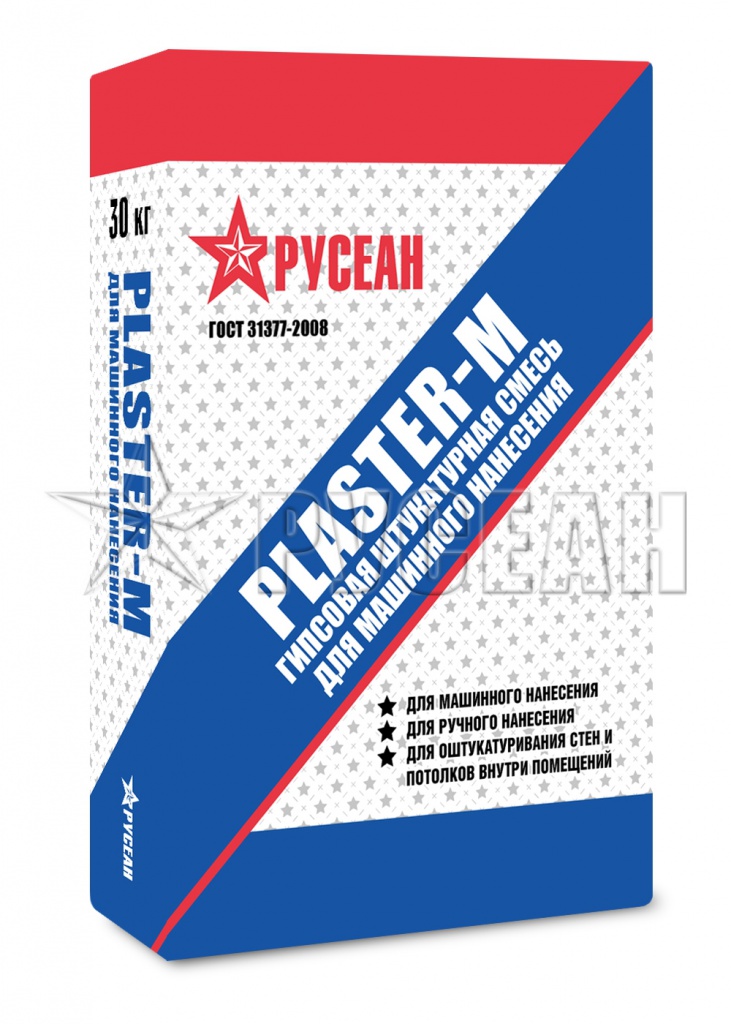 Штукатурка гипсовая машинного нанесения серая РУСЕАН PLASTER-M 30 кг