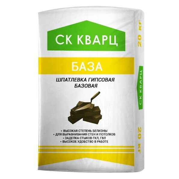 Шпаклевка гипсовая финишная белая СК КВАРЦ "ФИНИШ" 20 кг 1