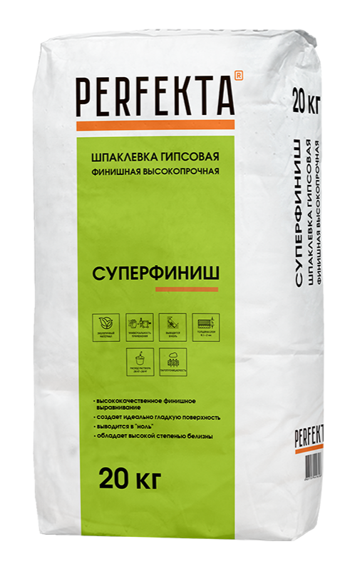 Шпаклевка гипсовая финишная белая PERFEKTA Суперфиниш 20 кг
