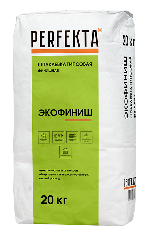 Шпаклевка гипсовая финишная белая PERFEKTA Экофиниш 20 кг