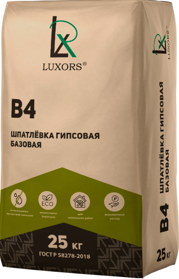 Шпаклевка гипсовая базовая белая LUXOR B4 LuxoR 25 кг