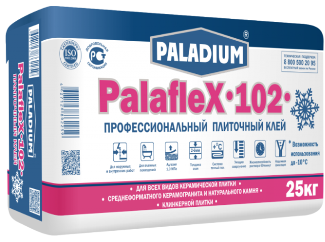 Клей для плитки  PALADIUM PalafleX-102 "Z" ЗИМА профессиональный 25 кг