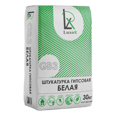 Штукатурка гипсовая ручного и машинного нанесения белая LUXORS GB3 30 кг